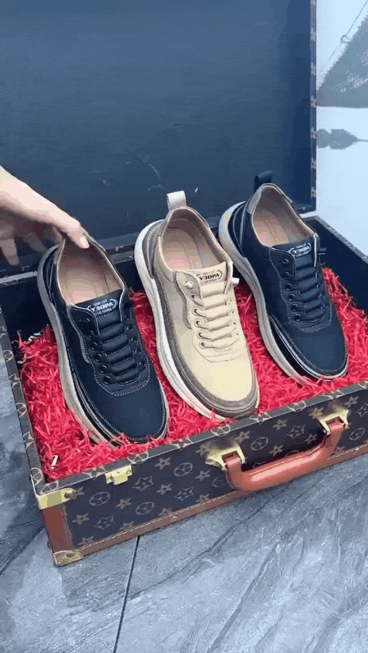⏰Μαύρα 50% έκπτωση👟 Παπούτσια πεζοπορίας, δέρμα υψηλής ποιότητας, ραμμένα στο χέρι