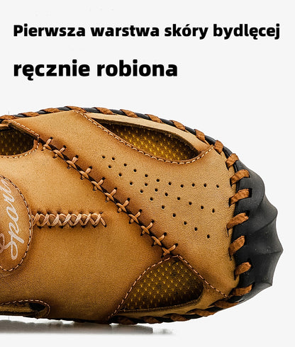 【⏰Nové kožené papuče sú v zľave za polovičnú cenu, po obmedzenú dobu, dnes! 】Vyrobené z vysoko kvalitnej hovädzej kože, je pohodlné a priedušné a dokáže zmierniť únavu nôh. Najlepšie topánky na leto