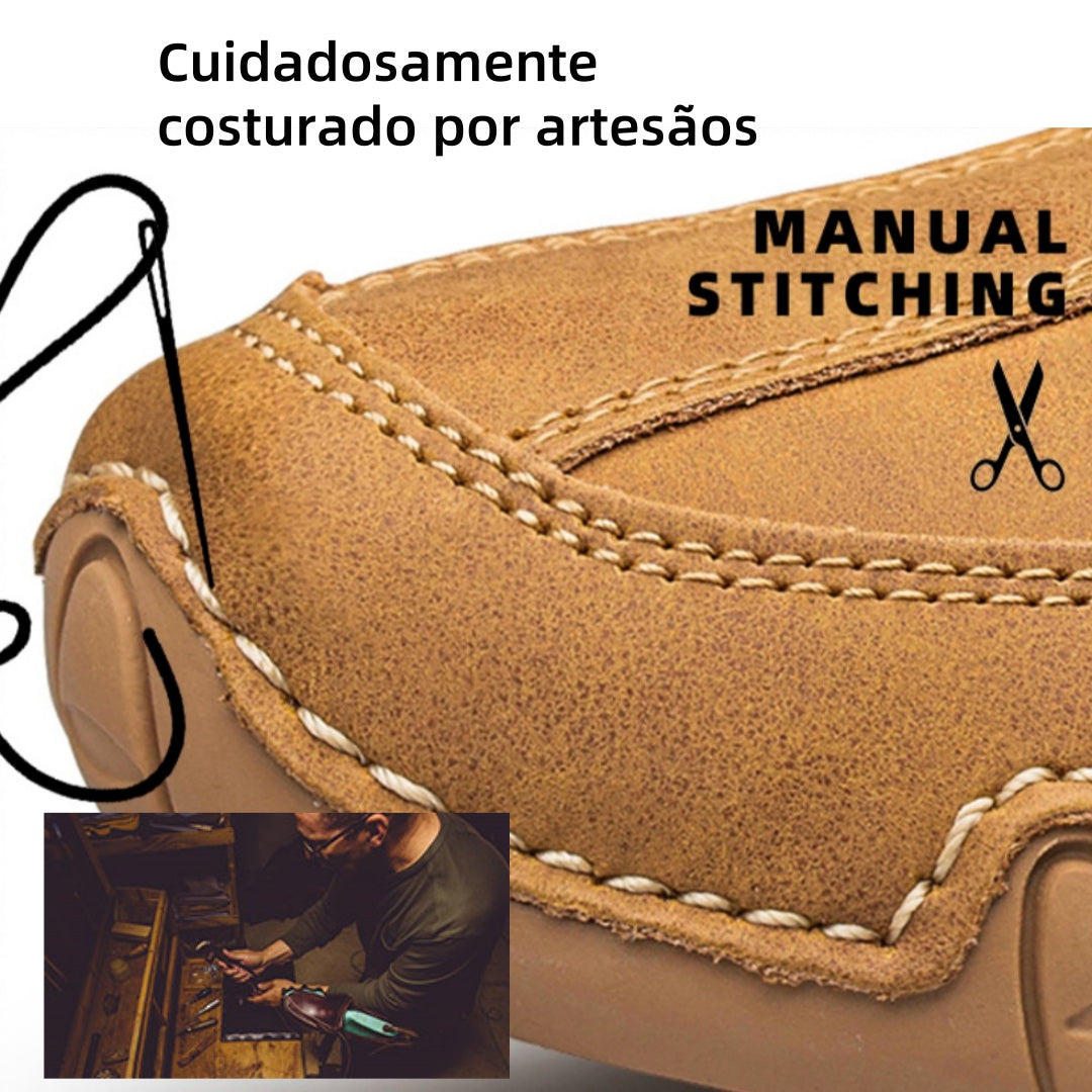 [⏰Desconto de 50% por tempo limitado - Não perca] Sapatos ortopédicos com design ergonómico - Couro premium + costurado à mão 👞
